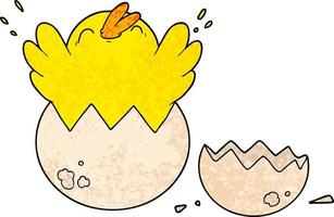 cartoon chick hatching from egg vector