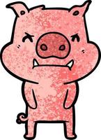 angry cartoon pig vector