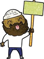bearded protester cartoon vector