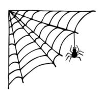 Simple hand drawn spider web illustration. Cute gossamer clipart. Halloween doodle for print, web, design, decor, logo vector