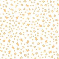 patrón impecable con estrellas doradas dibujadas a mano sobre fondo blanco. ilustración vectorial de elementos del cielo nocturno, cuerpos celestes para papel de envolver, impresión de tela, cubierta, diseño de tarjeta vector