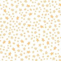 Seamless pattern with hand drawn gold stars on white background. Vector illustration of night sky elements, celestial bodies for wrapping paper, fabric print, cover, card design