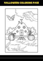 Halloween coloring page for kids. Line art coloring page design for kids. vector