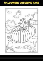 Halloween coloring page for kids. Line art coloring page design for kids. vector