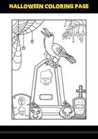 Halloween coloring page for kids. Line art coloring page design for kids. vector