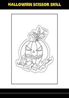 Halloween scissor skill for kids. Halloween scissor skill coloring page for kids. vector