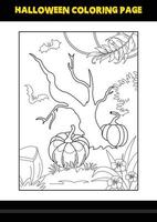 Halloween coloring page for kids. Line art coloring page design for kids. vector