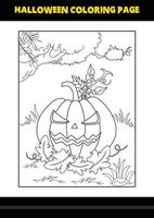 Halloween coloring page for kids. Line art coloring page design for kids. vector