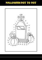 Halloween dot to dot coloring page for kids. Line art coloring page design for kids. vector