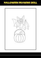 Halloween drawing skill for kids. Halloween drawing skill coloring page for kids. vector