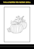 Halloween drawing skill for kids. Halloween drawing skill coloring page for kids. vector