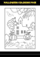 Halloween coloring page for kids. Line art coloring page design for kids. vector