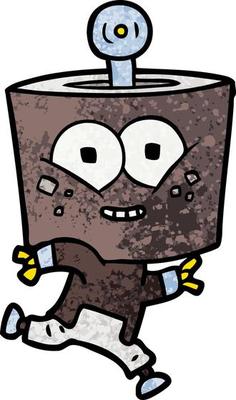 happy cartoon robot running