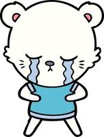 sad little polar bear cartoon vector