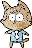 happy cartoon cat office worker vector