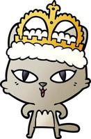 cartoon cat wearing crown vector