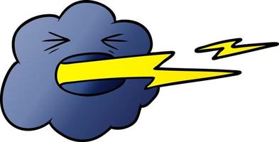 cartoon thundercloud spitting lightning vector