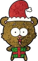laughing christmas teddy  bear cartoon vector