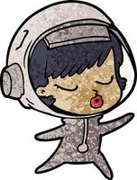 cartoon pretty astronaut girl vector