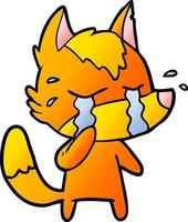 sad little fox cartoon character vector