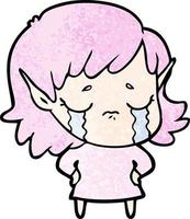 cartoon crying elf girl vector