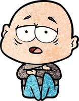 cartoon tired bald man vector