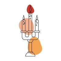 Candles in the style of line art with colored spots. vector illustration