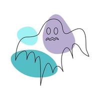 Ghost in the style of line art with colored spots. vector illustration