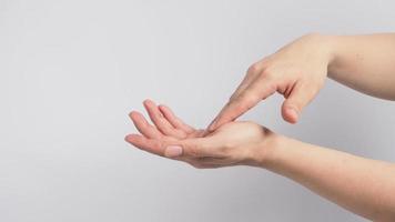 Hands washing gesture on white background. photo