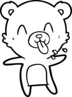 oso polar de dibujos animados grosero sacando la lengua vector