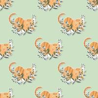 adorable cat and wreath cartoon seamless pattern vector