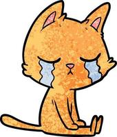 crying cartoon cat sitting vector