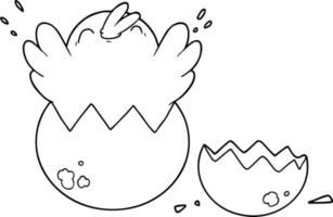 cartoon chick hatching from egg vector