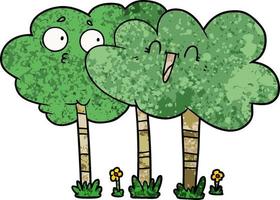 cartoon trees with faces vector