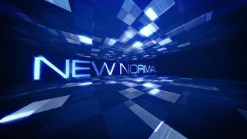 New Normal text  technology 3D cinematic title background. video