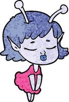 cute alien girl cartoon vector