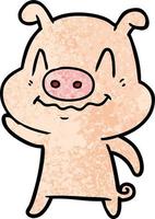 nervous cartoon pig vector