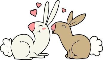 cartoon rabbits in love vector