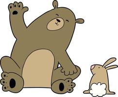 cartoon bear and rabbit friends vector