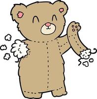 cartoon teddy bear with torn arm vector