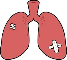 pulmones reparados de dibujos animados vector