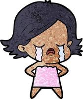 cartoon girl crying vector