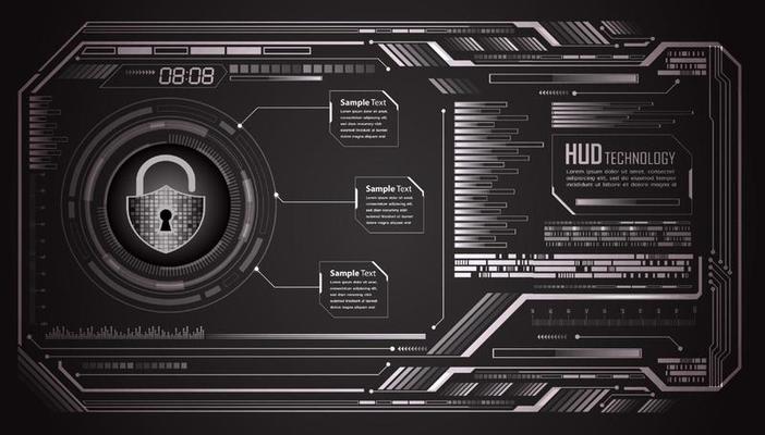 Modern Cybersecurity Technology Background with padlock