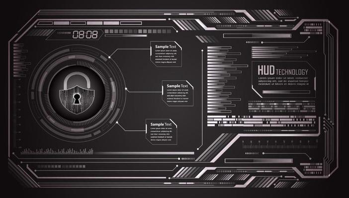 Modern Cybersecurity Technology Background with padlock