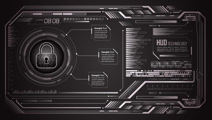 Modern Cybersecurity Technology Background with padlock