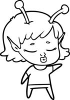 Linda chica alienígena de dibujos animados vector