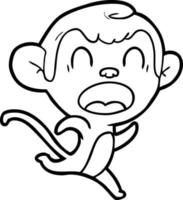 shouting cartoon monkey running vector