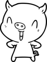 happy cartoon pig vector