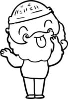 man with beard sticking out tongue vector