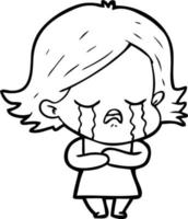 cartoon girl crying vector